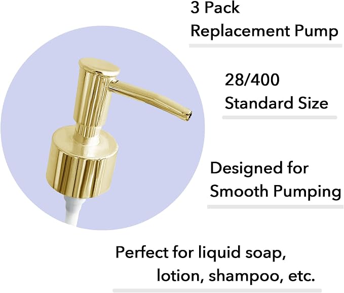 Soap Dispenser Pump Head Replacement 3 Pack, 28/400 Threads Standard Size - Image 3