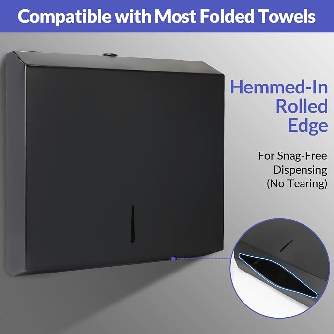 Paper Towel Dispenser Wall Mount, Matte Black Stainless Steel Commercial Paper - Image 4