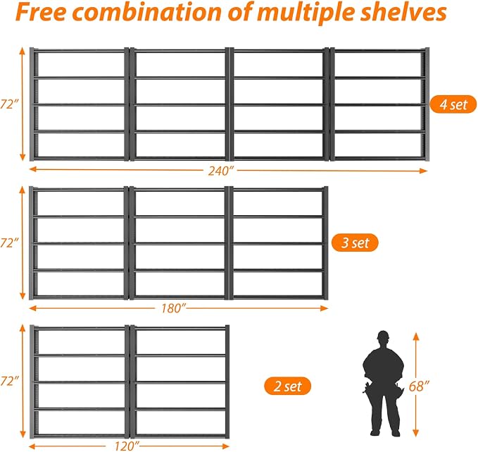 ROOMTEC 60" W Garage Shelving Heavy Duty, 33000LBS Storage Shelves, 5-Tier - Image 3
