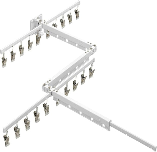 Hoimpro White 51" Clothes Drying Rack Retractable Foldable Wall Mounted by Hoimpro