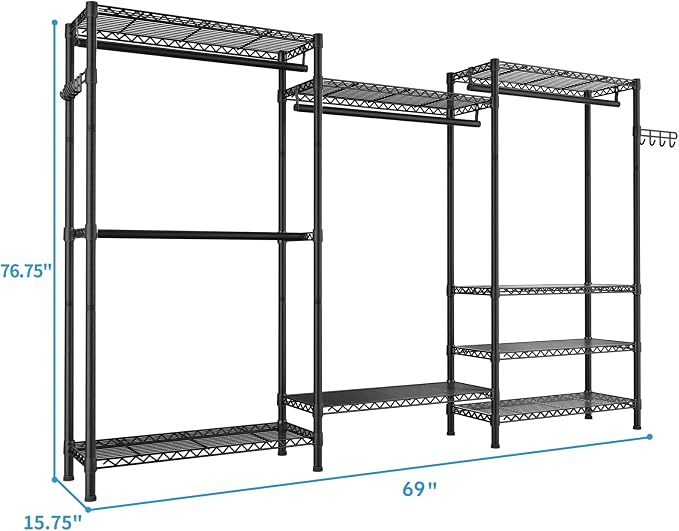 Heavy Duty Garment Rack Large Clothes Rack, Freestanding Closet Portable - Image 4