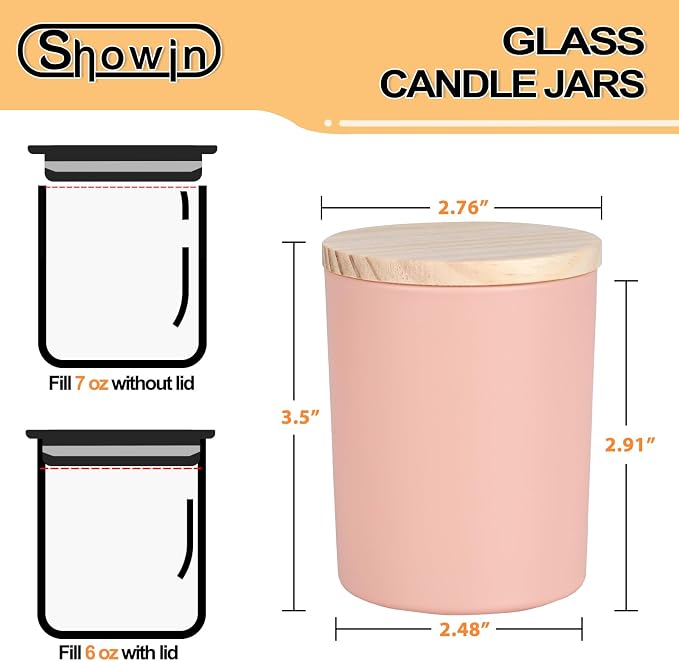SHOWIN Thick Candle Jars for Making Candles 12 Pcs, 7 OZ Empty Jars - Image 2