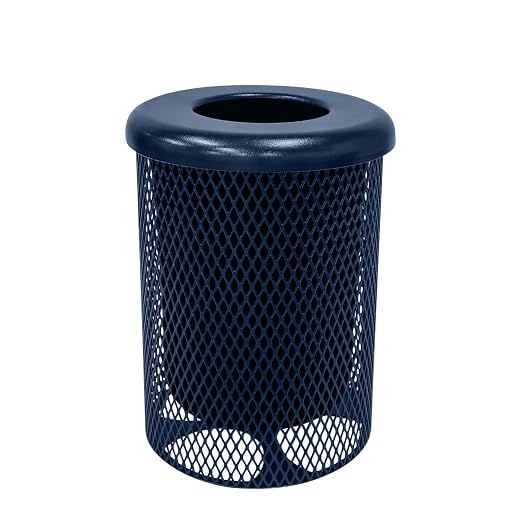 COATEDOUTDOORFURNITURE RFT-TXTDBL Heavy Duty 32 Gallon Round Trash Receptacle by CoatedOutdoorFurniture