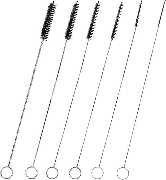Straw Cleaner Brush Set, 6 Piece Long Drinking Straws Cleaning Brush Pipe Tube by BRUSHFAMILY