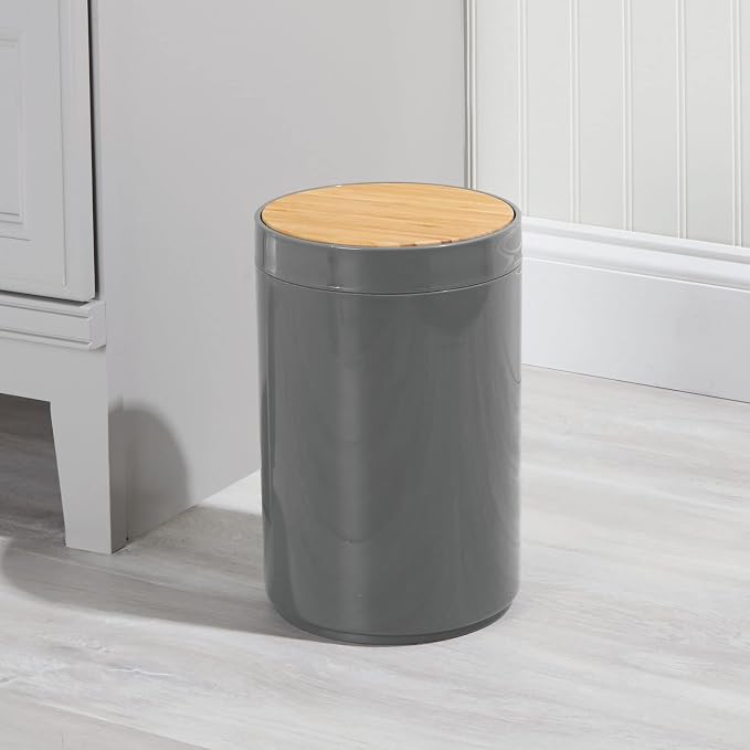 mDesign Plastic Round Trash Can Small Wastebasket - Image 3