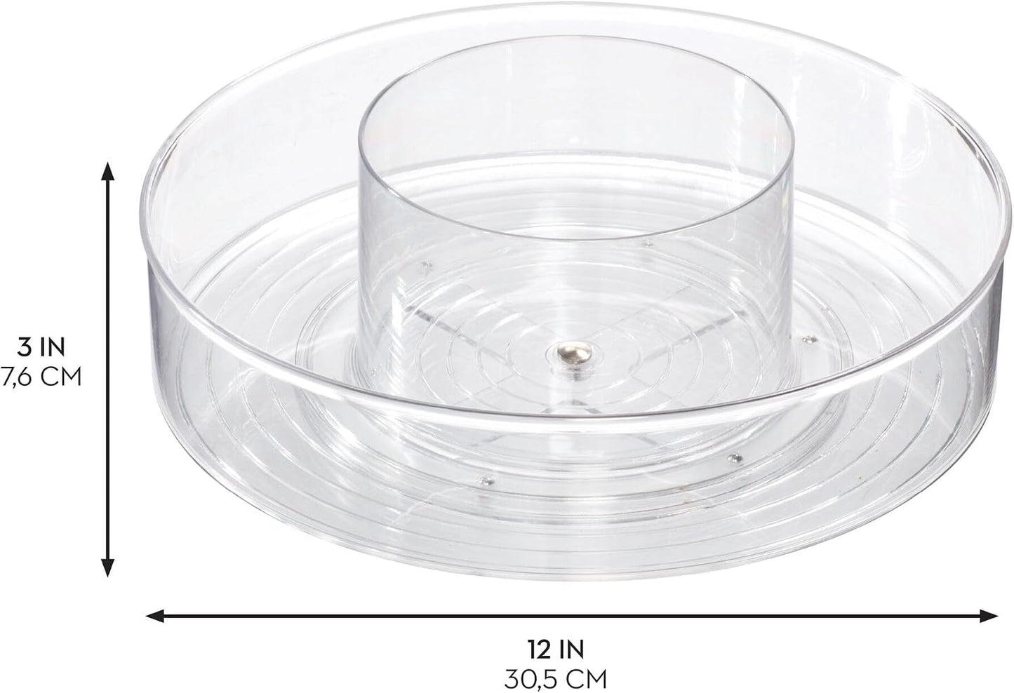 iDesign 12-inch Divided Lazy Susan - Set of 2 - Clear | for Bathroom Storage
