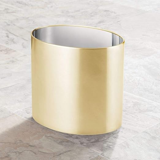 mDesign Stainless Steel Metal Oval Trash Can, 7.9 Liter/2.09 Gallon Wastebasket - Image 4