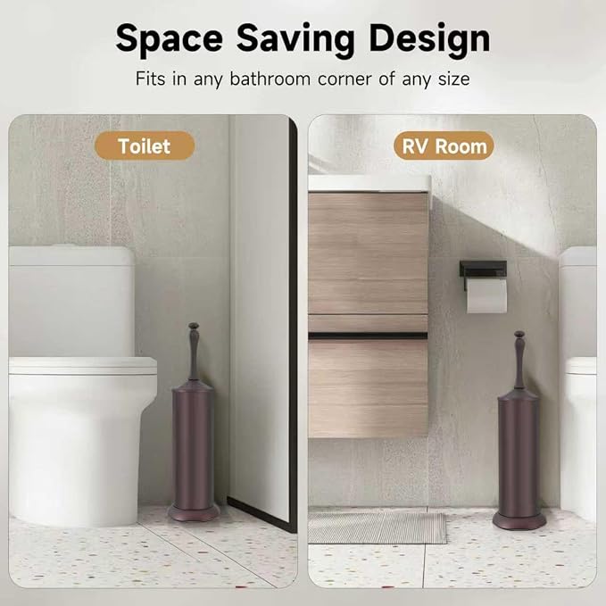 Bronze Toilet Brush and Holder，Extra Long Handled Toilet Brush - Image 7