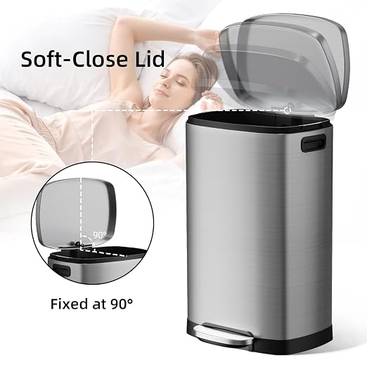 KUK 13 Gallon/50L Stainless Steel Kitchen Trash Can - Image 3