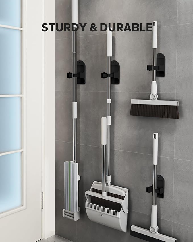 Broom Holder Wall Mount, Broom Holder, Broom and Mop Organizer Wall Hanging - Image 4
