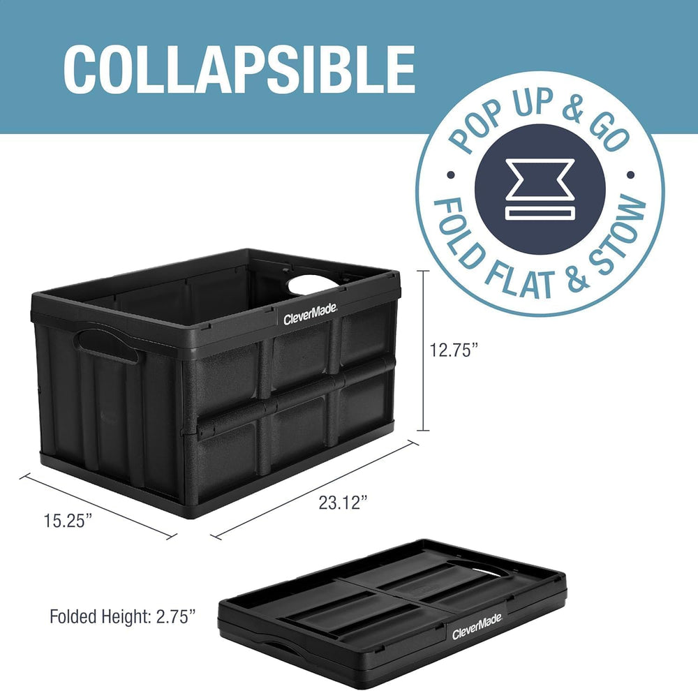 CleverMade Collapsible Storage Bins, 62L 3 Pack, 100 lb Stackable, Ocean