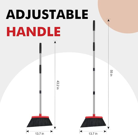 Heavy Duty Broom, 55 Inch Long Handle Outdoor Large Angle Brooms, Commercial - Image 2