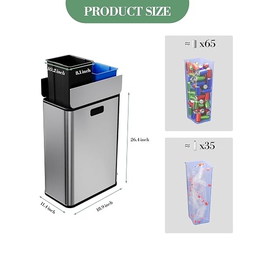 15-Gallon Dual Trash Can, Step-On Pedal Kitchen Trash Bin - Image 8
