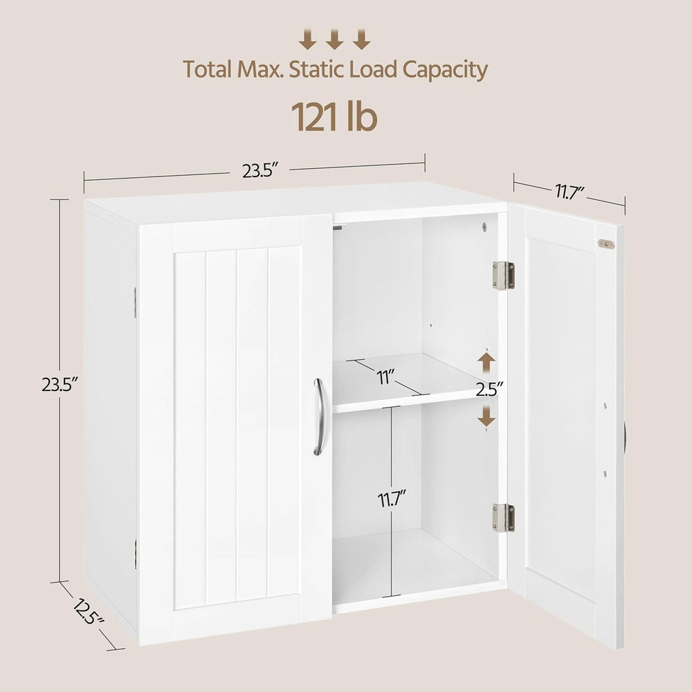 Yaheetech Wall Mounted Bathroom Storage Cabinet with Doors, Laundry, White