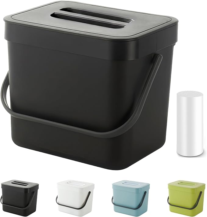 Countertop Compost Bin Kitchen, 1.8 Gallons Hanging Trash Can by MONGTINGLU