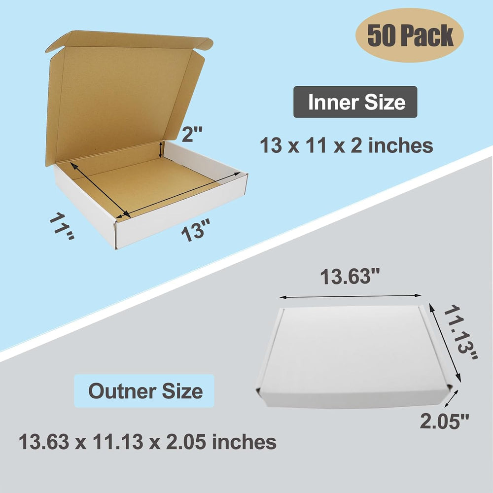 13x11x2 Shipping Box, 50 Pack Corrugated Cardboard Boxes Mailers for Business...