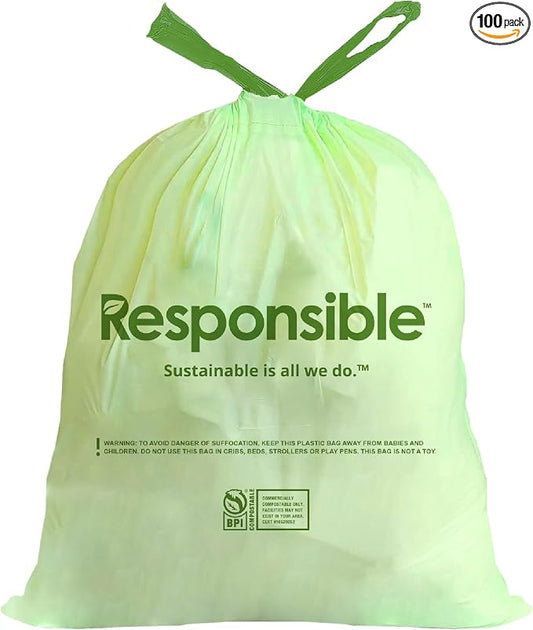 Responsible Products Kitchen Bin Liners, Certified Compostable, Heavy Duty by ResponsibleProducts%C2%AE