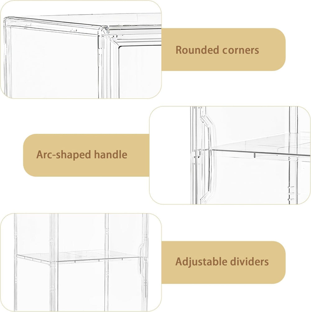 Attelite Acrylic Display Case for Figures 3 Adjustable Layers 4Pack