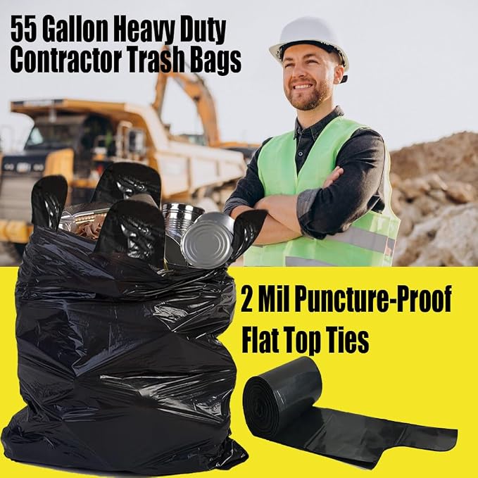 Contractor Heavy Duty Trash Bags 55 Gallon | 26 Count | 2 MIL | 36" X 56" | - Image 4