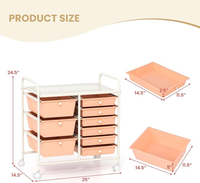 GOFLAME 9-Drawer Rolling Storage Cart, Mobile Utility Cart - Image 3