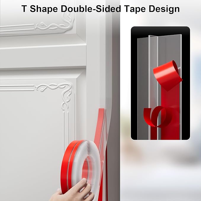T-Shaped Door Draft Stopper, 1.37 in x 10 Ft Silicone Seal Strip - Image 4