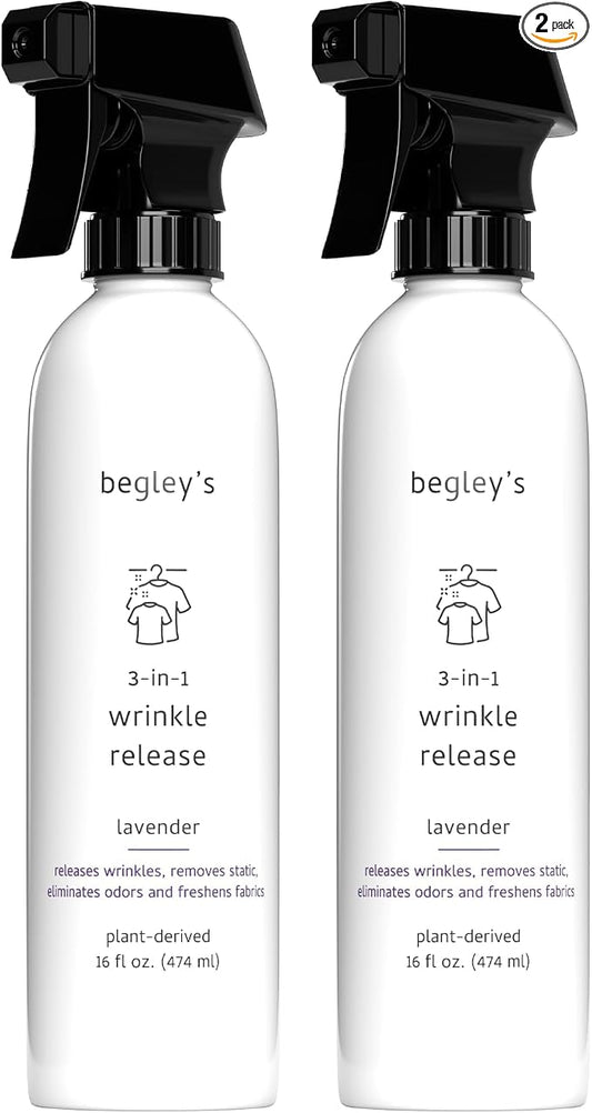 Begley's 3-in-1 Wrinkle Remover, Quick Fix Wrinkle Release, Static Cling Remover by Begleys