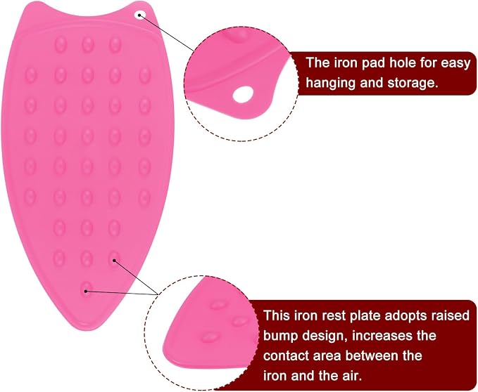 HARFINGTON 2pcs Silicone Iron Rest Pad, Fuchsia/Yellow - Image 4