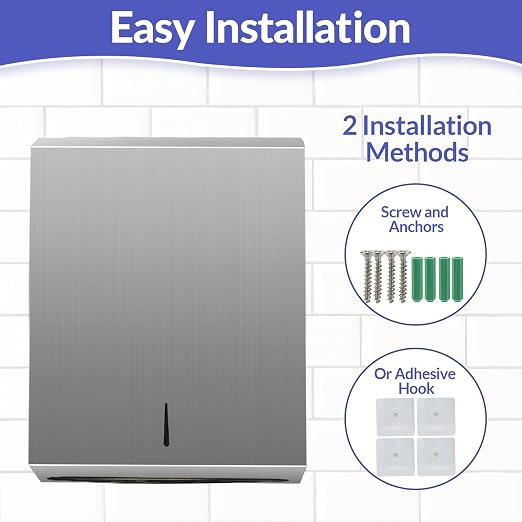 Paper Towel Dispenser Wall Mount, Brushed Stainless Steel Commercial Paper - Image 3