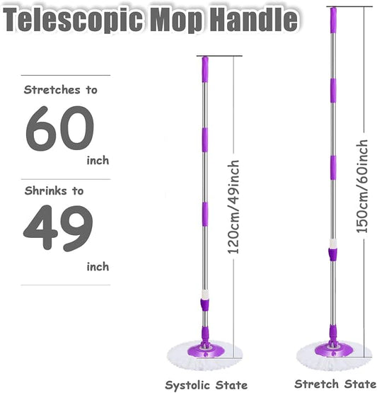 Extended Spin Mop Replacement Mop Handle, Upgraded 60-inch 360 Degrees Rotating - Image 2