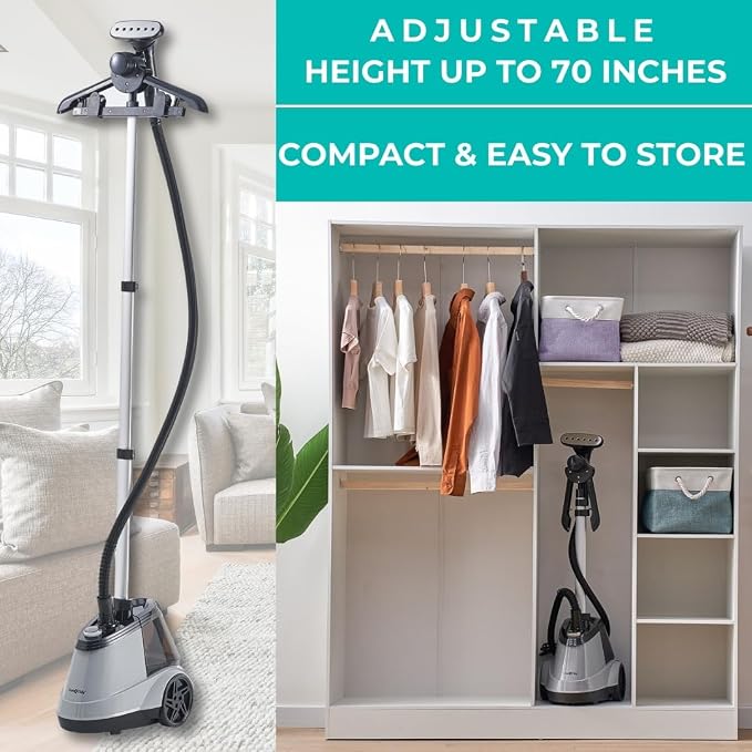 True & Tidy Heavy Duty Commercial Full Size Standing Garment Steamer - Image 7