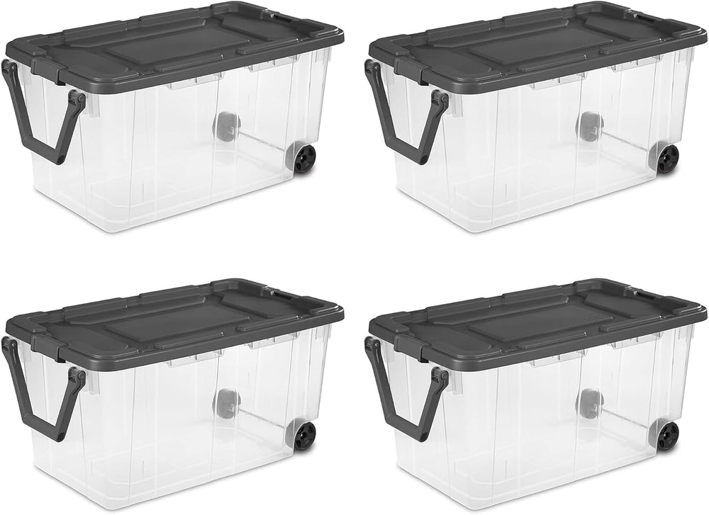 Sterilite Modular Stacker Box with Latching Lid, 160 Quart, 4-Pack