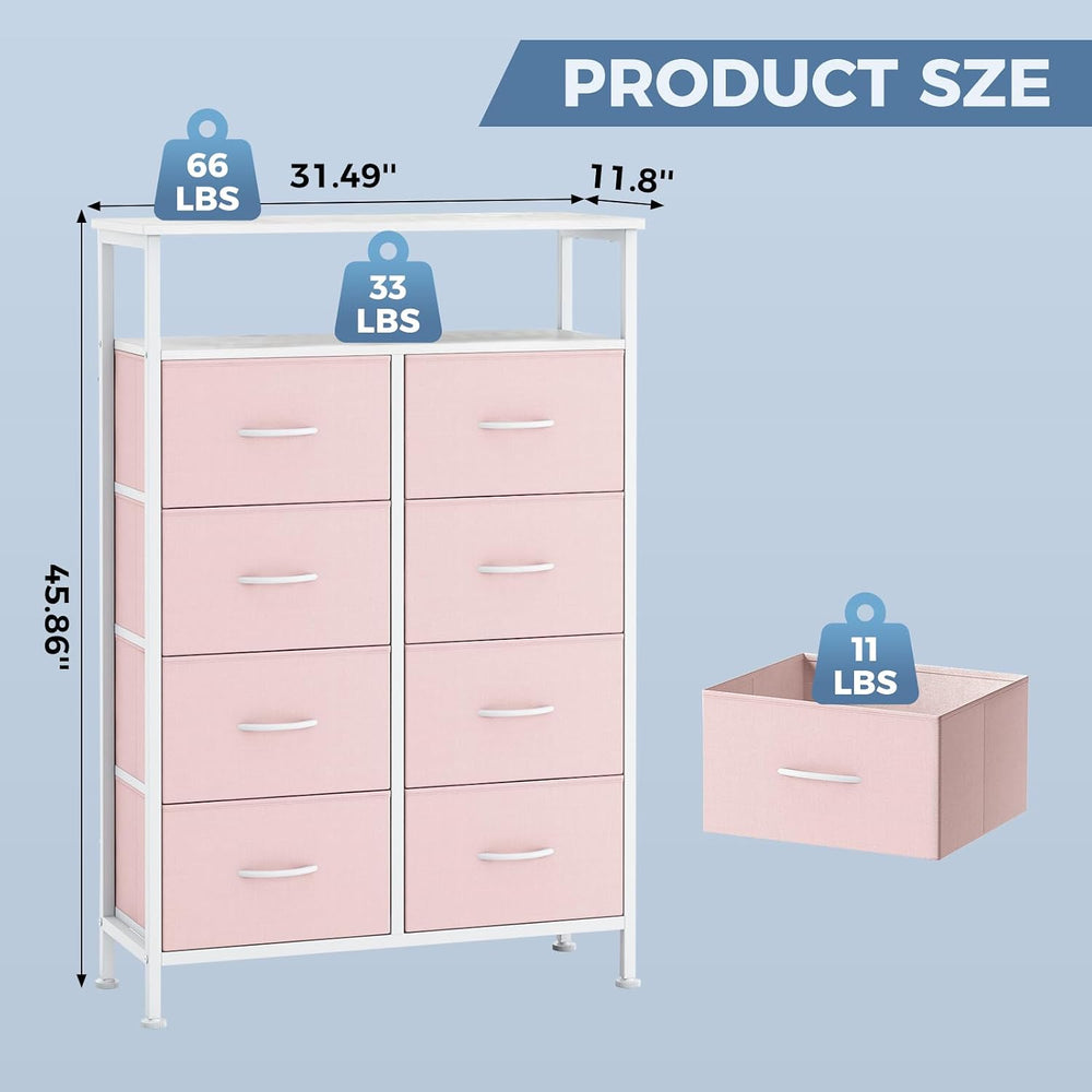 DUMOS Tall 8 Drawer Dresser for Bedroom, Storage Chest of Drawers Cabinet