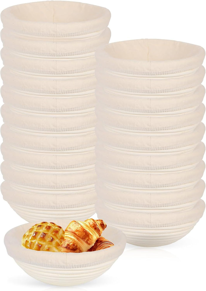 20Pack Banneton Bread Proofing Basket,Round Banneton Basket With Liner Round Proofing Basket Bulk Sourdough Proofing Basket Making Bread For Professional & Home Sourdough Bread Baking
