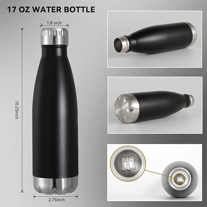 VEGOND 17oz Stainless Steel Water Bottles Bulk, Reusable Metal Sports Water - Image 3