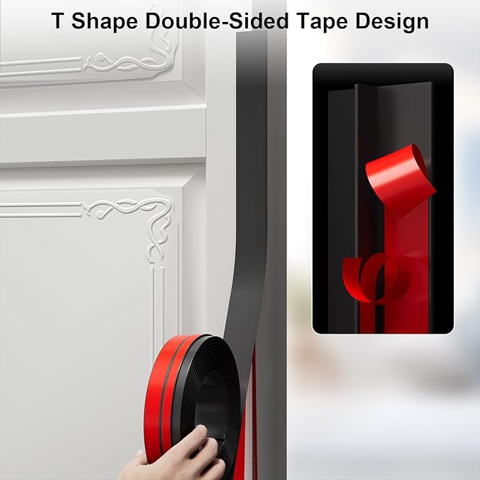 T-Shaped Door Draft Stopper, 1.37 in x 20 Ft Silicone Seal Strip - Image 3