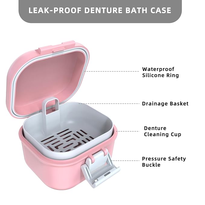 ARGOMAX Leak Proof Denture Bath Cup, Portable Soaking Denture Box, Denture Bath - Image 6