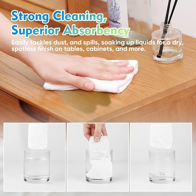 HOMEXCEL Microfiber Cleaning Cloth 20 Pack 11.5 x 11.5 inch Microfiber Towels - Image 5