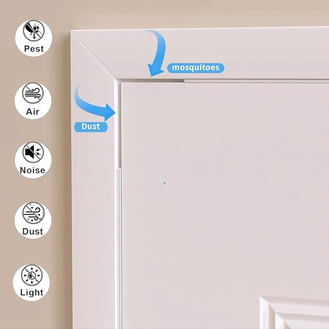 Weather Stripping Door Seal White, Self Adhesive Foam Tape, Window Insulation - Image 7