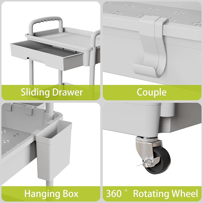 4 Tier Rolling Cart Organizer, Art Craft Diaper Bedside Snack Laundry Room - Image 4