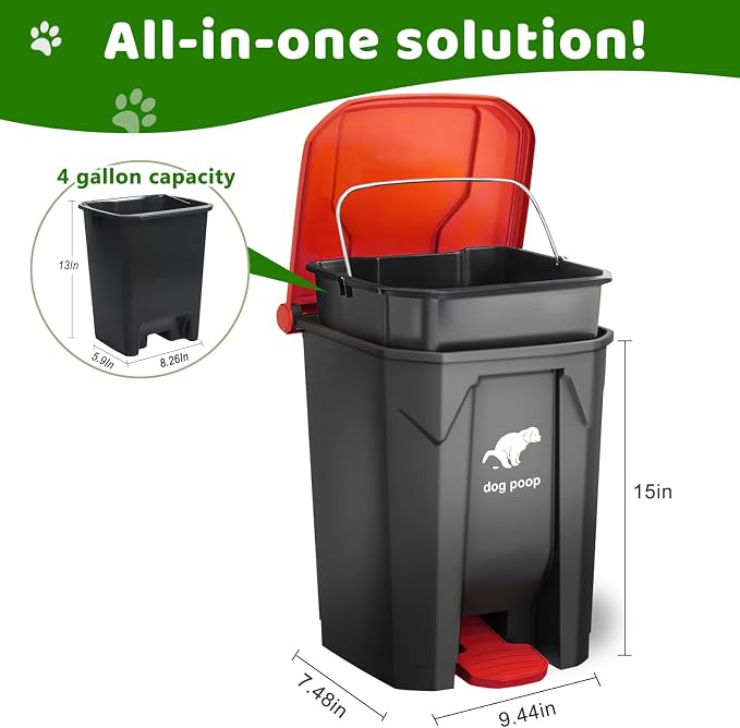 Dog Poop Trash Can Outside, 20L/5Gallon Dog Waste Trash Can - Image 2