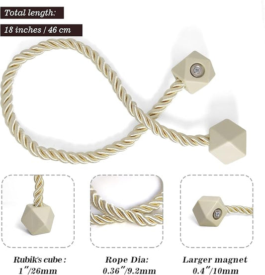 Hion Magnetic Curtain Tiebacks Beige 2pcs, Curtain Tiebacks Buckles Holdbacks - Image 2