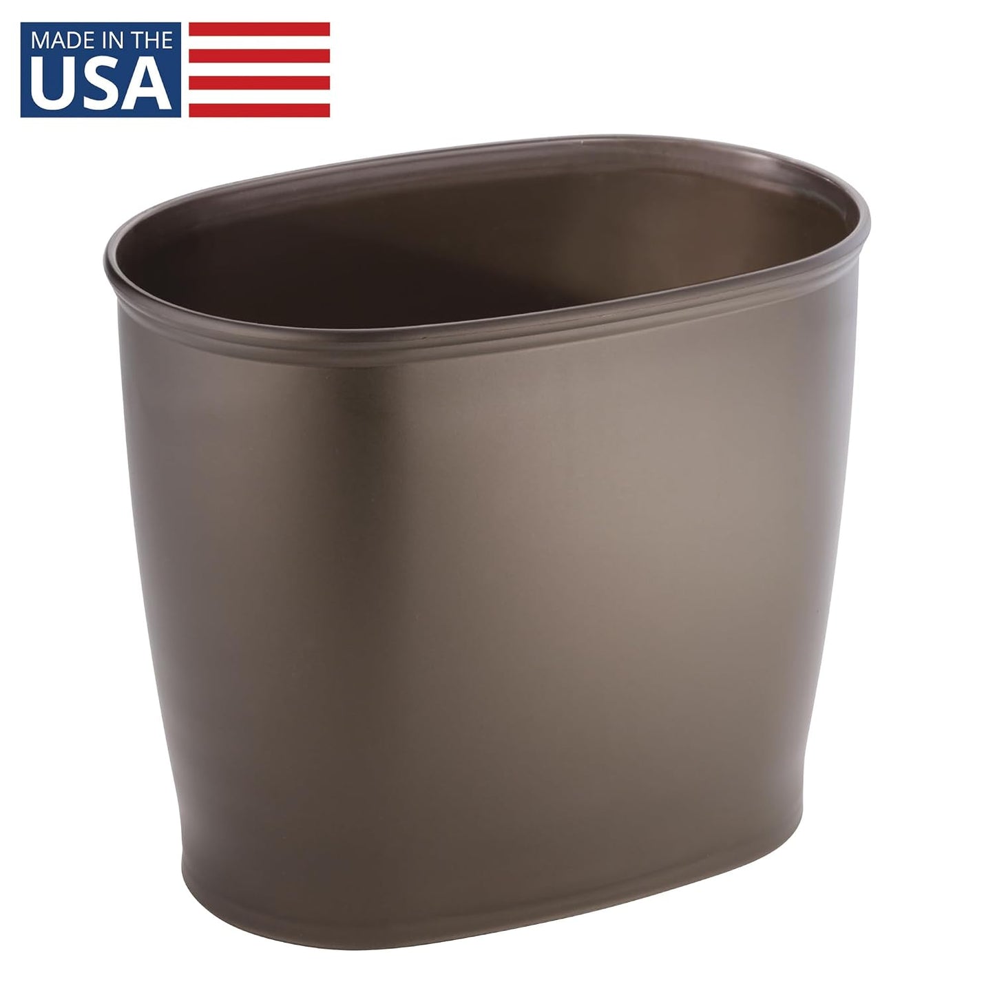 iDesign Slim Plastic Bathroom Trash Can, Small Garbage Bin for Bedroom, Office, Desk, Dorm, Bronze (Pack of 2)