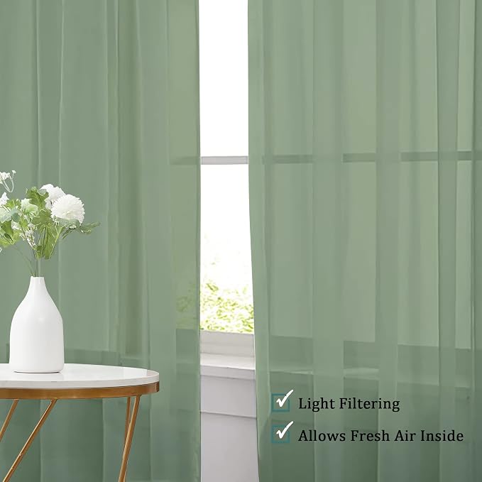 Chyhomenyc Living Room Sheer Curtains 96 Length 2 Panels Set - Image 6