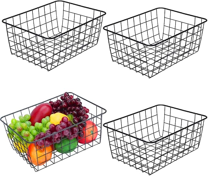 LeleCAT Wire Baskets with Handles, Wire Storage Organizer Baskets, Household - Image 6