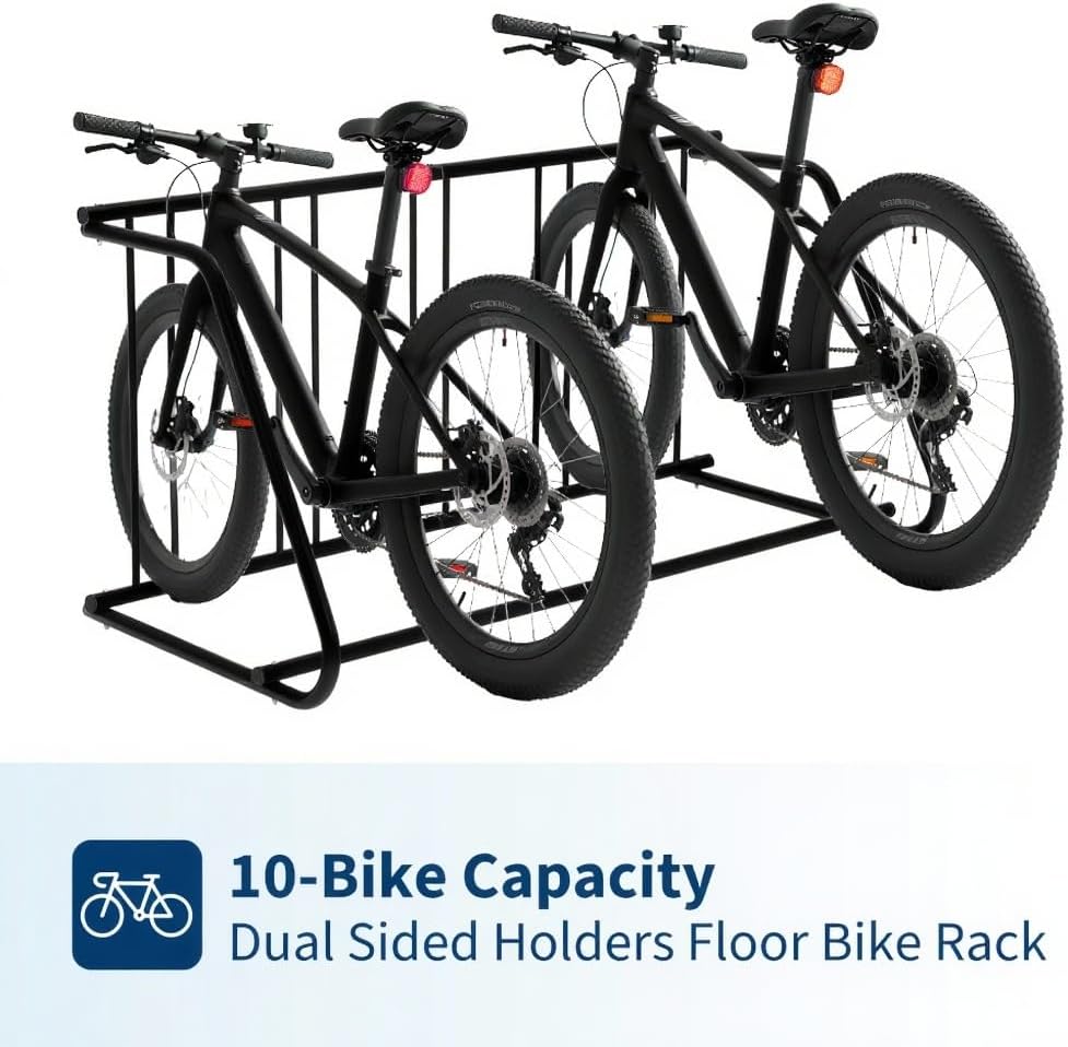 GarveeTech Commercial Grid Floor Bike Rack,Single-Side 5-Bike Rack 60 in L,Gr...