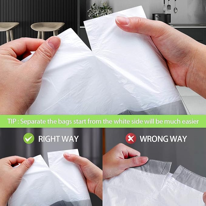 1.6 Gallon/220pcs Strong Drawstring Trash Bags Garbage Bags by Teivio, Bathroom - Image 3