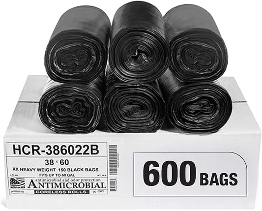 Aluf Plastics High Density Trash Bags, 60 Gallon, 22 Micron, by AlufPlastics