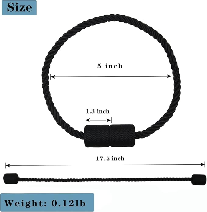 6 Pack Black Strong Magnetic Curtain Tiebacks Outdoor Elegant Decorative Tie - Image 2