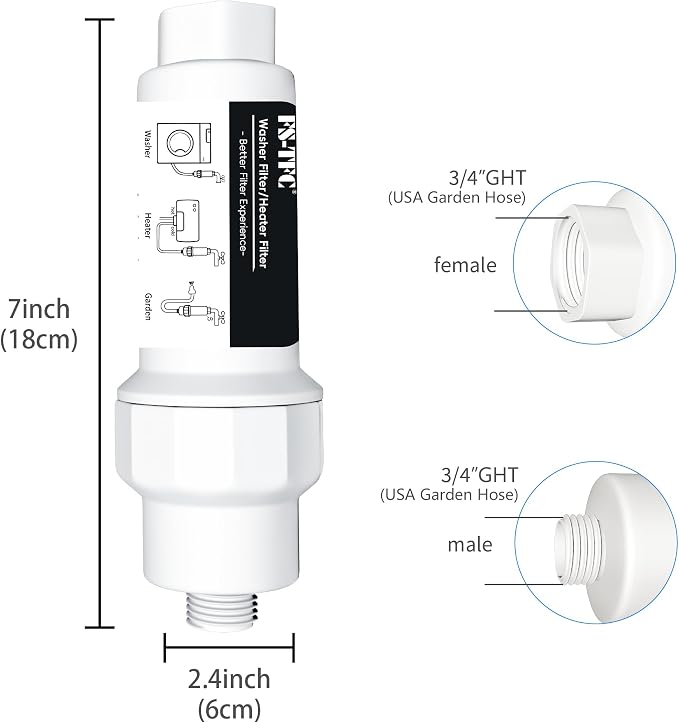 FS-TFC Inline Sediment Anti-Scale Filter Reusable 3/4" GHT Water Hose Filter - Image 2