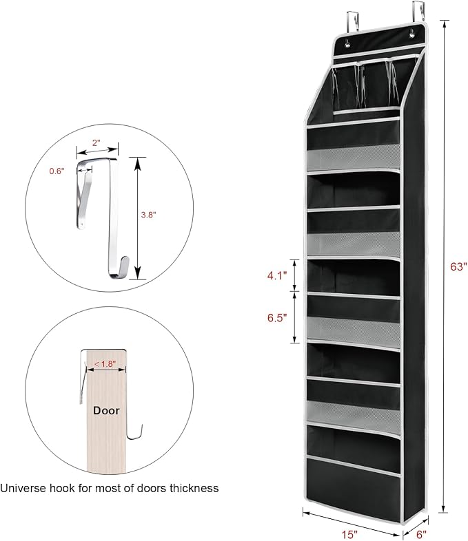 Univivi 6-Shelf Over Door Hanging Organizer Fabric Baby Door Storage - Image 3